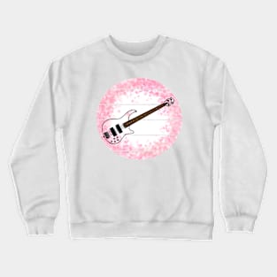 Floral Bass Guitar Japanese Cherry Blossom Bassist Musician Crewneck Sweatshirt